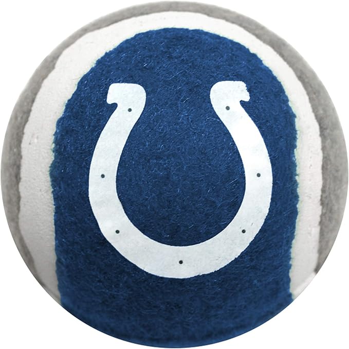 NFL INDIANAPOLIS COLTS TENNIS BALLS for DOGS & CATS - 2 piece set with Team Logo in Vibrant Team Color