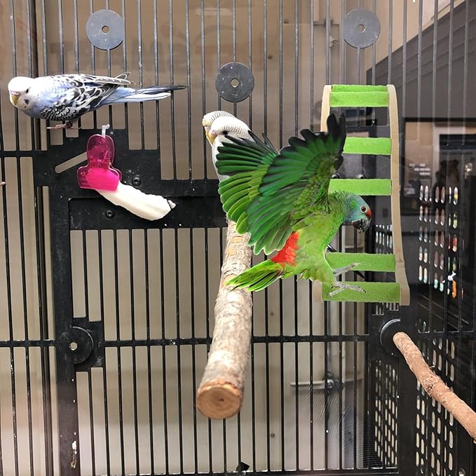 HOMSFOU Wooden Parrot Climbing Ladder and Hamster Cage Ladder with Beak and Claw Grinding Function, Creative Bird Cage Accessory for Small Pets’ Play and Exercise