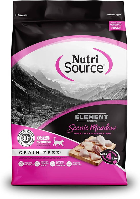 NutriSource Element Series Scenic Meadow Dry Cat Food, Turkey, Duck & Rabbit, 11LB