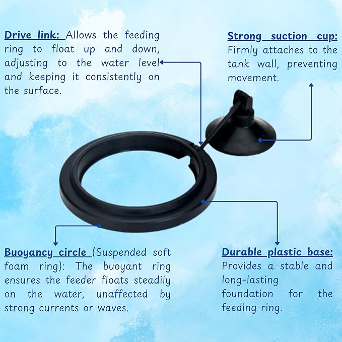 4 Pcs Turtle Tank Accessories Fish Feeding Ring, Turtle Feeding Ring, Fish Food Holder Aquatic Toys for Turtles Tortoise Goldfish Guppy Koi Puffer, Tortoise Habitat Accessories (Blue Black)