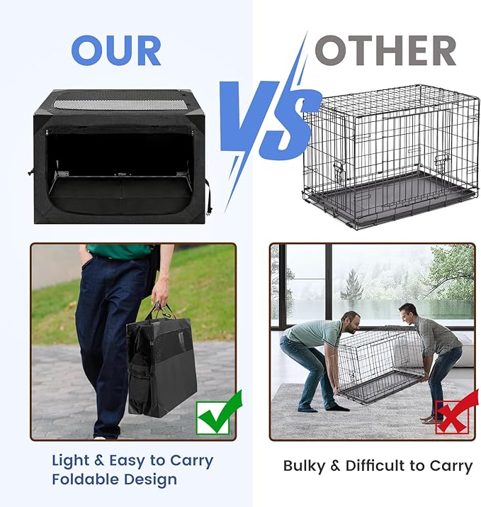 Dog Crate,36x25x25 Inch Large Dog Crate for Large or Medium Dogs, Portable and Foldable Design of Dog Cage, Perfect for Travel or Home Use, Dog Kennel with 3-Door and Durable Mesh Windows, Dark Grey