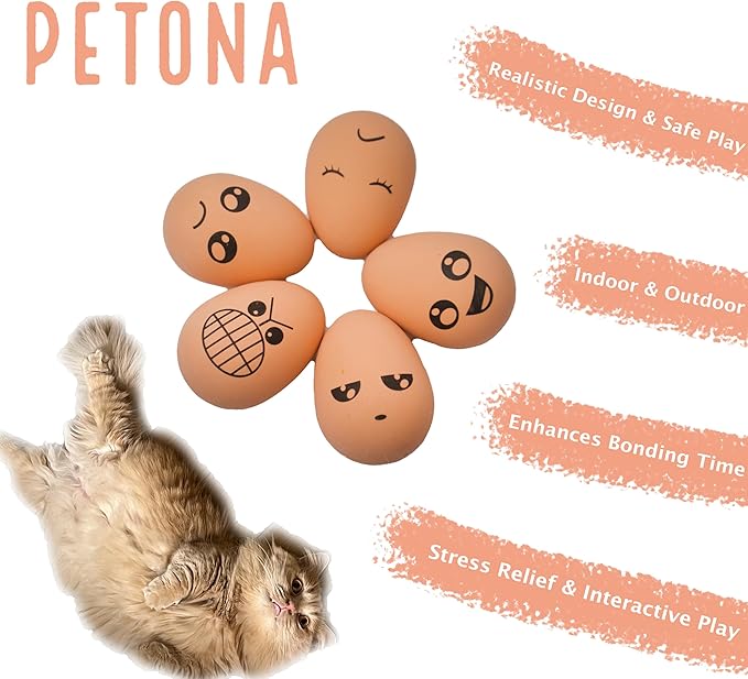 Easter Soft Rubber Bouncy Eggs Bouncy Balls Pet Toys, Interactive Fetch Bouncing Balls Dog Bite Cat Teeth Toy, Puppy Toys 6 PCs, Funny Happy Face