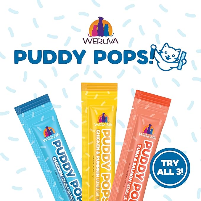 Weruva Puddy Pops, Tuna and Salmon Lickable Cat Treats, 0.5oz Tube, Pack of 5