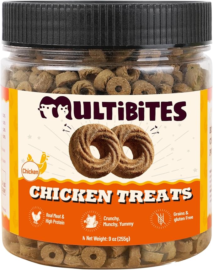 Crunchy Chicken Cat Treats – Healthy Biscuits with Chicken Liver, Salmon Oil, Vitamin C - Dental Care & Training Snacks for Indoor Cats (9 oz)