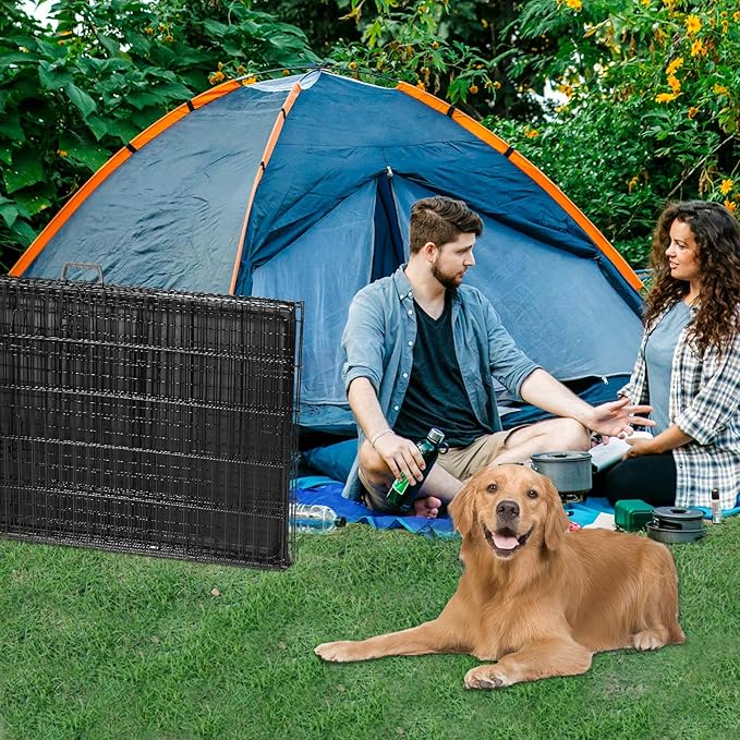 Dog Crate, 47 Inch Extra Large Wire Kennel with Divider Panel, Metal Cages with Double Door, Leak-Proof Pan Tray, Folding Portable for Indoor Outdoor Travel