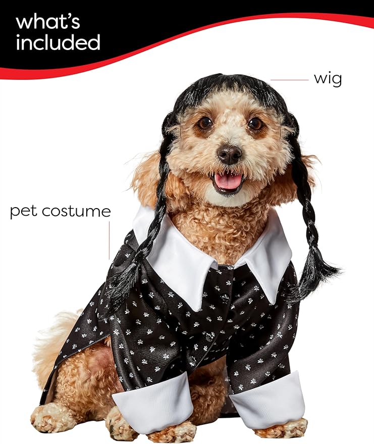 Wednesday TV Series: Wednesday Addams Pet Costume for For Dogs or Cats by Rubies, Large