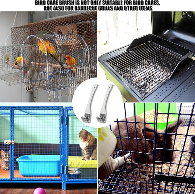 Bird Cage Brush,2Pcs Bird Feeder Cleaner Bird Droppings Cleaning Brush with Long Handle & Shovel,Bird Cage Cleaning Brushes Birdcage Accessories for Cleaning Birds Parrots Cages