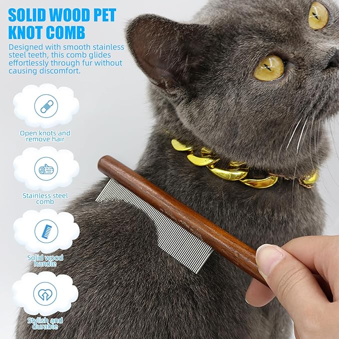 Aglads 6PCS Cat Rabbit Bunny Dog Grooming Kit, Self-Cleaning Brush,Nail Clipper, File,Tear Mark Brush, Fine-Tooth Comb,Hair Removal Glove & Travel Storage Bag for Long/Short-Haired Pets(6, Blue)