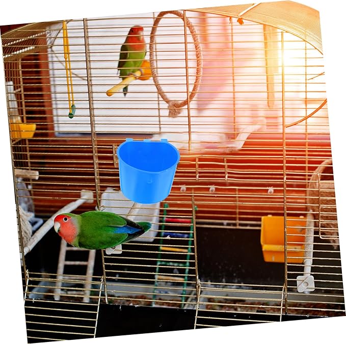 Toyvian 4pcs Hanging Bird and Rabbit Feeding Bowls Thickened Plastic Food and Water Cups for Small Pets 8.3x8.3x6CM Suitable for Pigeons Chickens and Small Animals