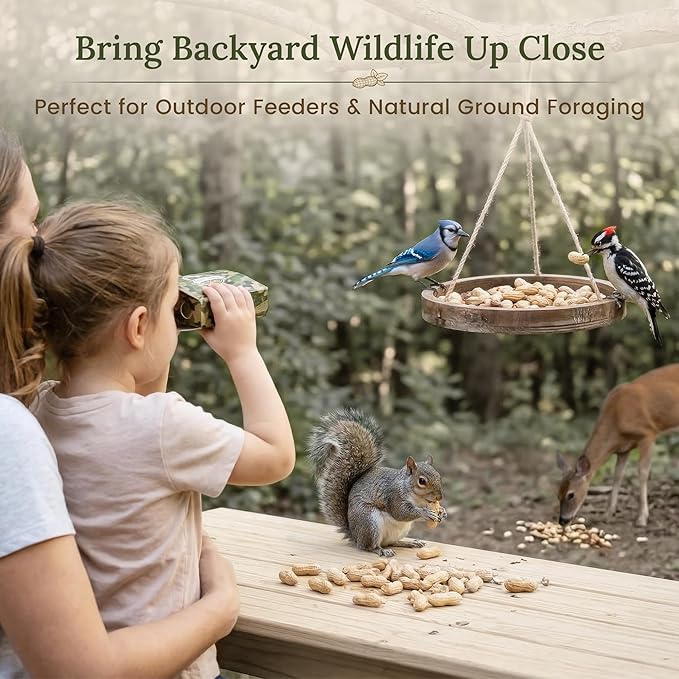 Forest Haven Premium Raw Peanuts for Squirrels – 5LB Bulk Squirrel Food – Unsalted Peanuts in Shell for Birds, Deer & Wildlife – Bonus Binoculars Included - USA Grown