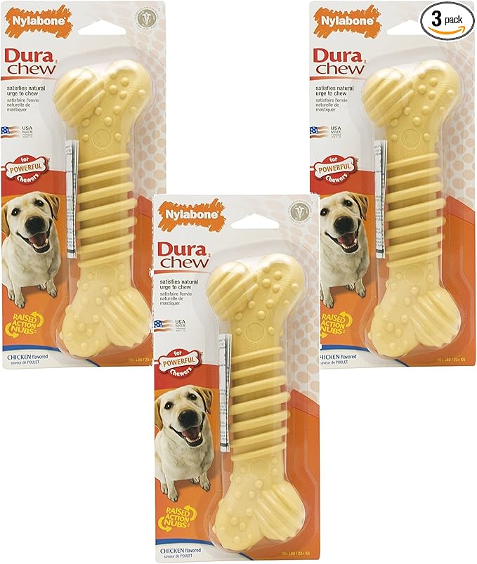 (3 Pack) Nylabone Dura Chew Chicken Flavored Bone - Size Souper/XL