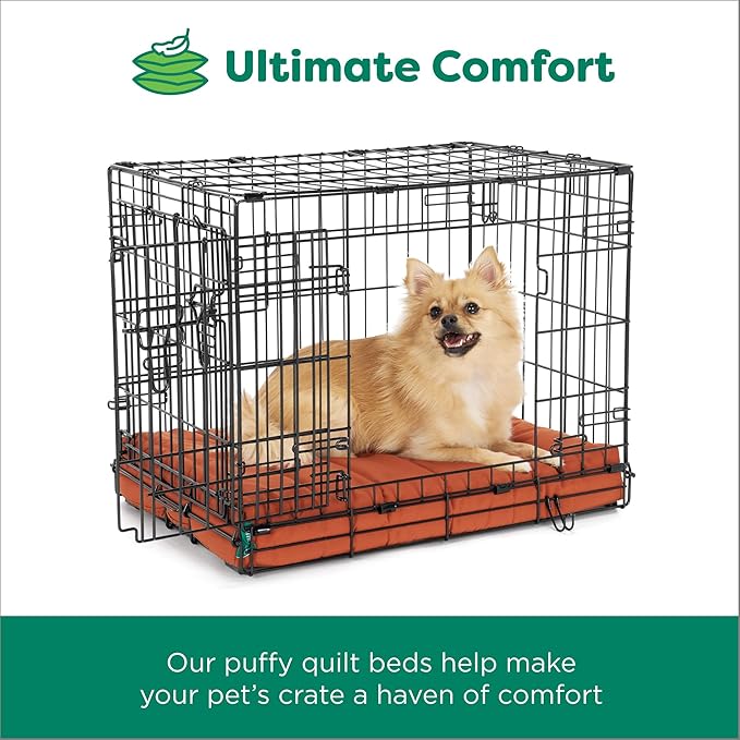 Furhaven Orthopedic Dog Bed – Puffy Quilted Foam Mattress with Removable Washable Cover, Soft & Supportive for Kennels & Crates - Large, Rust