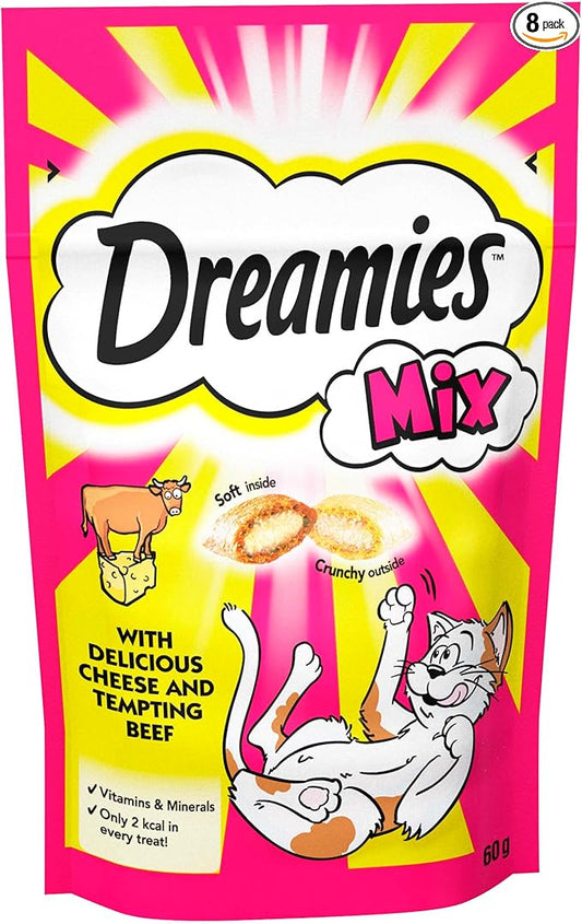 Dreamies Beef & Cheese Mix Pack of 8 x 60g