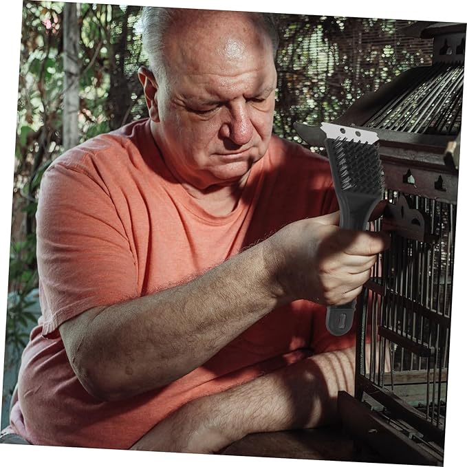 COLLBATH Bird Cage Cleaning Brush with Long Handle Multi Functional Sanitation Tool for Birdcages and Animal Cages Durable Bristle Design for Efficient Cleaning of Bird Droppings