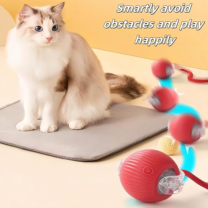 BoBow 2pcs Interactive Dog Toys, Interactive Rolling Ball, Moving Cat Balls, 360° Smart Automatic Rolling Pet Ball Toys Balls for Bored Indoor Cats/Dogs(Red&Blue)