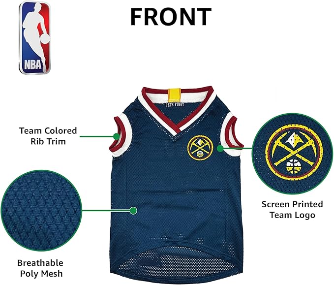 Pets First NBA Denver Nuggets Dog Jersey, X-Small- Tank Top Basketball Pet Jersey