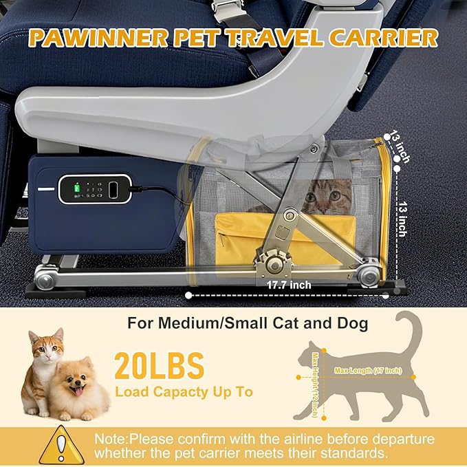Cat Carriers, 17.7"x13"x13" Collapsible Pets Travel Carriers Dog Carrier Pet Carrier(Up to 20lbs), Waterproof Airline Approved Soft Sided, Car Travel Portable Bag for Big Cats/Small Dogs