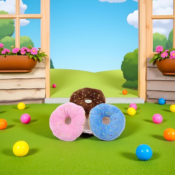 3 Pcs Colorful Pet Toy Donut-Shape Squeaky Squeaker Puppy Dog Pet Cat Kitten Sound Chews Toy Random Color Sturdy and Practical Simple and Sophisticated Design
