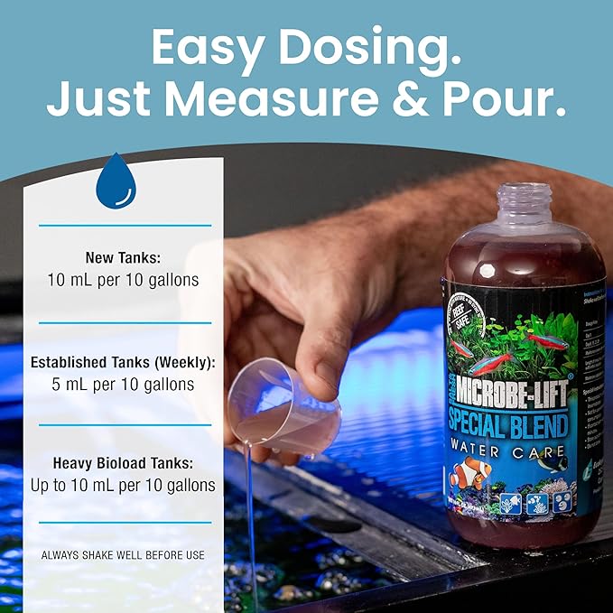 MICROBE-LIFT Special Blend Aquarium Water Care Treatment, Cleaner & Clarifier for Fresh and Saltwater Fish Tanks, Reduces Maintenance & Helps with Aquarium Algae Control and Odor, 4 Ounces (SBH04)