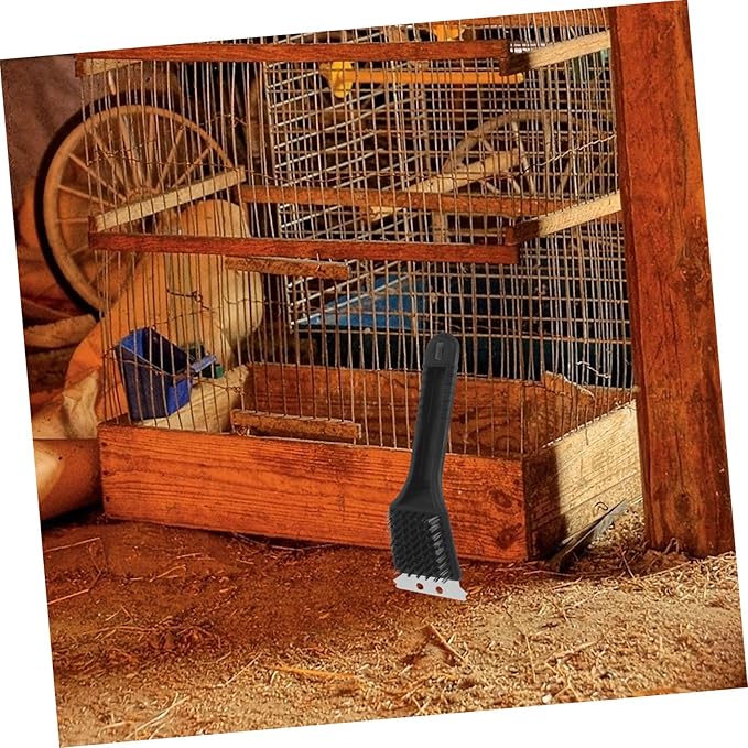 VICASKY Multi-Function Birdcage Brush Parrot Poop Cleaner Stainless Steel Shovel Brush for Bird Cage Hygiene