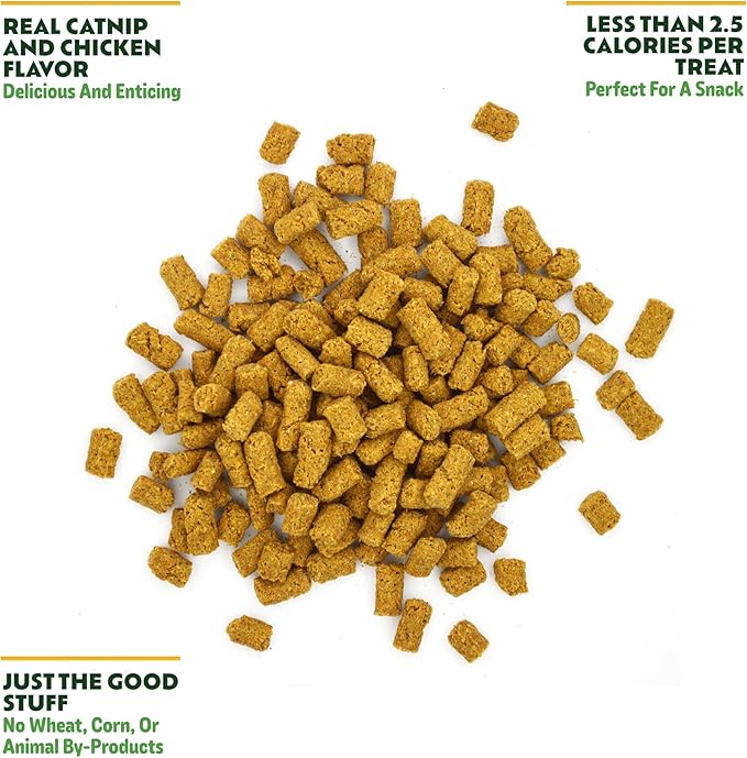 Crunchy Natural Chicken with Catnip Treats for Cats, 2.75 OZ | Low Calorie Carefully Crafted Treats for Indoor and Outdoor Felines | Hand Harvested Catnip