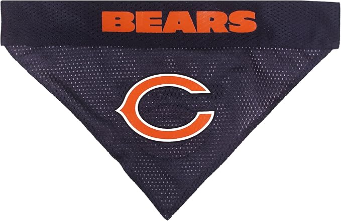 NFL DOG BANDANA - CHICAGO BEARS REVERSIBLE PET BANDANA. 2 Sided Sports Bandana with a PREMIUM Embroidery TEAM LOGO, Large/X-Large. - 2 Sizes & 32 NFL Teams available