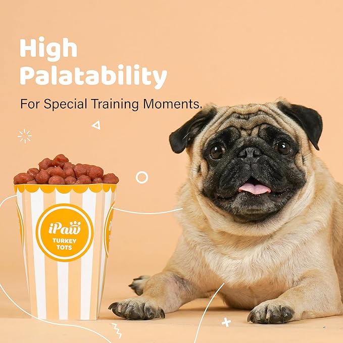 iPaw 5 Stock-Up Combo Turkey Tots Dog Treats for Puppy Training, All Natural Human Grade Dog Treat, Hypoallergenic, Easy to Digest (Turkey Tots), 5 Packs
