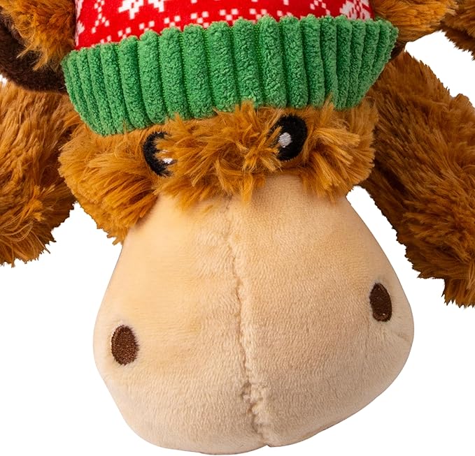 KONG Cozie Winter Reindeer - Plush Dog Toy with Winter Hat – Soft Cuddle Toy with Extra Layer for Durability, Gentle Chewing & Indoor Play