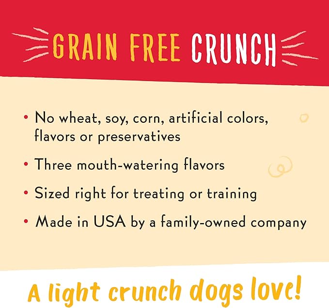 Charlee Bear Crunch Grain Free Dog Treats, Bacon and Blueberry, 8 Ounce Resealable Bag, Low Calorie Training Treats for Dogs, Limited Ingredient, Healthy, Crunchy Dog Snacks, Made in USA (Pack of 2)