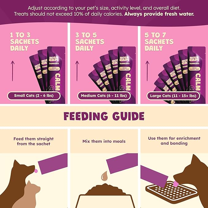 Calm & Chill Grain-Free Lickable Cat Treats, 5 Squeezable Purée Tubes (0.5 oz Each), Mackerel & Turkey Flavor, Creamy Cat Purée with Clean Ingredients, Hand-Fed Treat or Meal Topper