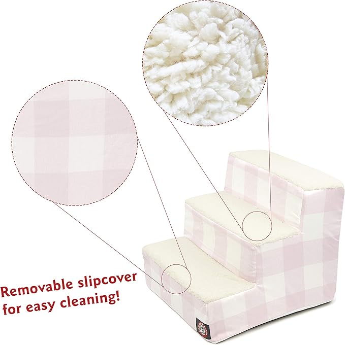 Majestic Pet Anderson Check Portable Lightweight Pet Stairs Step for Cats and Dogs Removable Cover