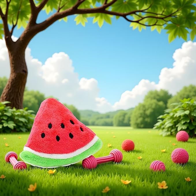 BWESOO 1Pc Red Pet Toy Chew Squeaker Squeaky Plush Cotton Triangle Ball Watermelon Sound Toys Puppies Small Dogs Useful and Deft, Dog Squeak Toys, Tiny Puppy Toys