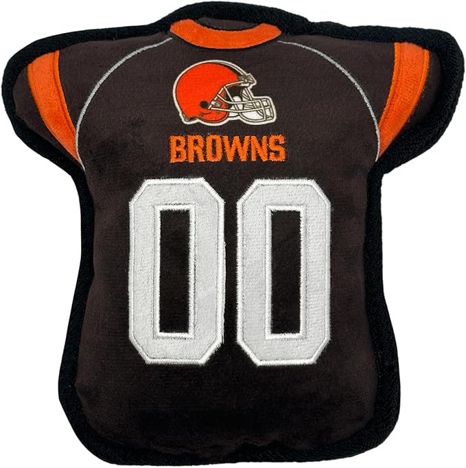 The 1st Ever Tough but Smooth Dog Toy NFL Cleveland Browns Football Jersey Tough Pet Toy. A Premium Quality Doggie Toy with Built-in Squeaker. Sports Fans Favorite Chew Toy
