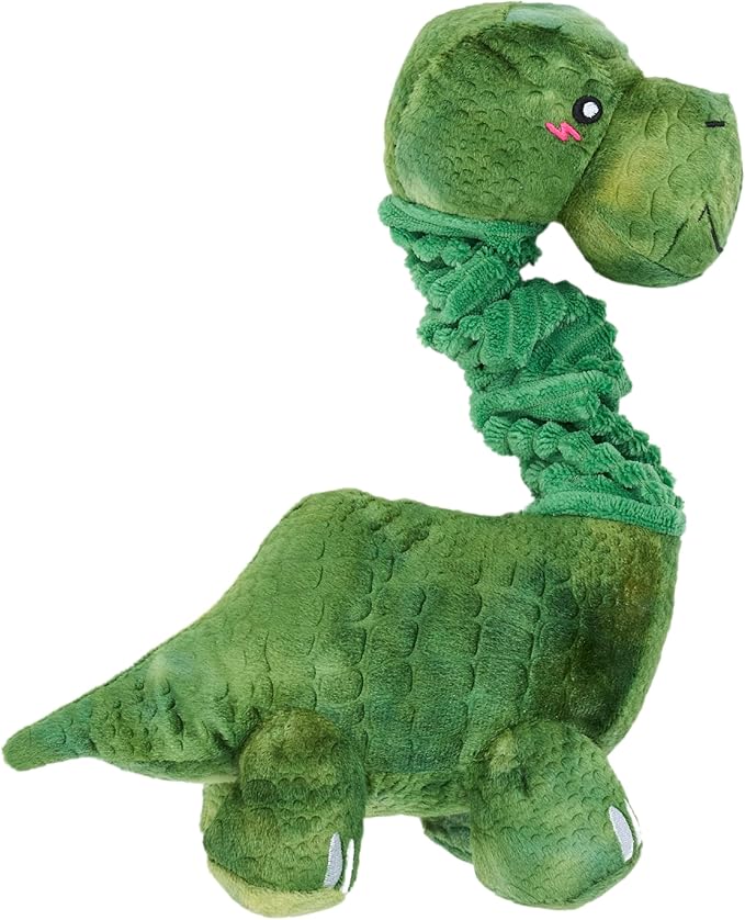 ZippyPaws Bungee Buddiez Plush Squeaky Dog Toy (Dinosaur)
