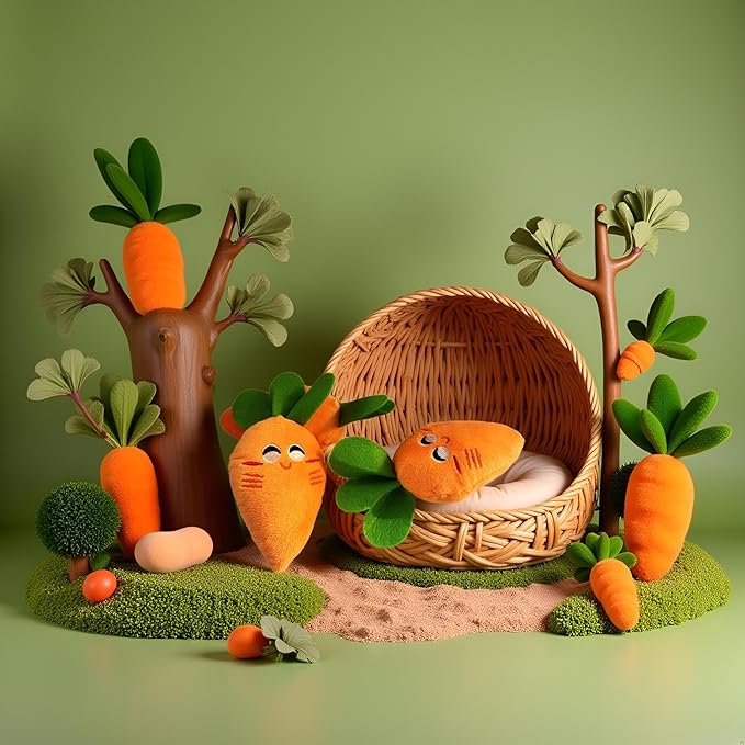 JJLFresheners Orange Vegetable Carrot Shape Chewing for Pets,Dog Cat Bite Squeaker Pet Interaction,Dogs