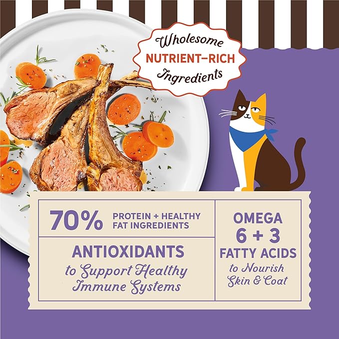 Merrick Purrfect Bistro Grain Free Pasture-Raised Lamb and Carrots Recipe Natural Dry Cat Food for Adult Cats, High Protein, Outdoor or Indoor Cat Food - 4 lb. Bag
