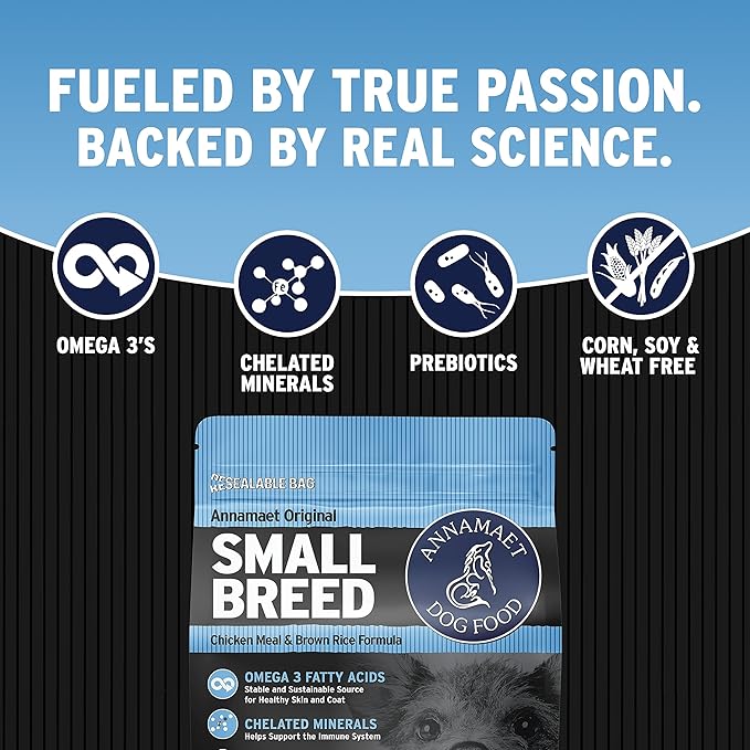 Annamaet Original Small Breed Formula Dry Dog Food, (Chicken & Brown Rice), 12-lb Bag