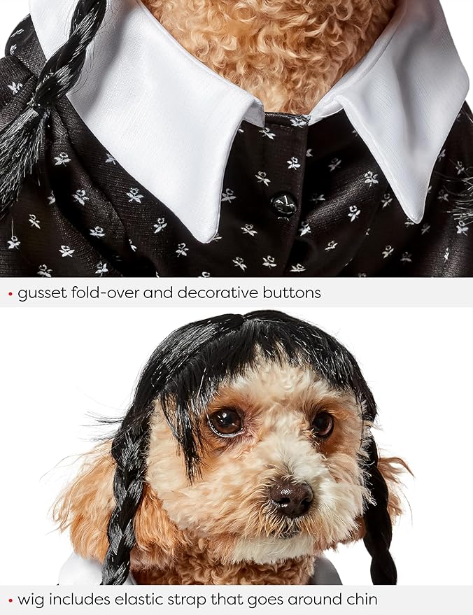 Wednesday TV Series: Wednesday Addams Pet Costume for For Dogs or Cats by Rubies, Small