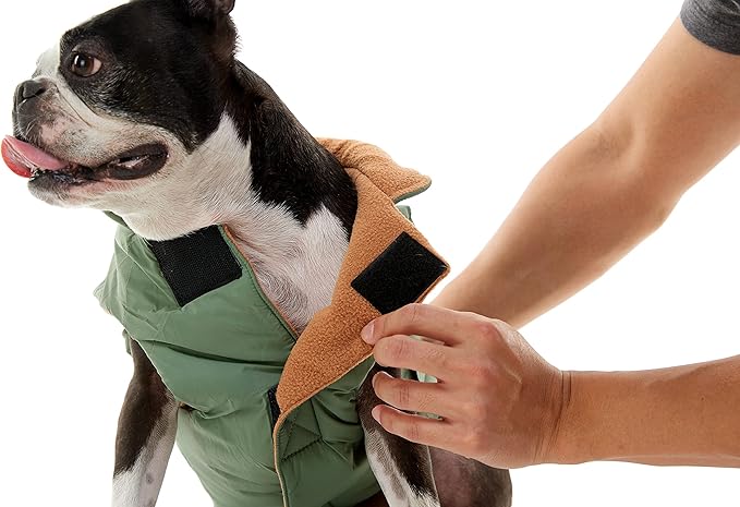 Gooby Sports Vest Dog Jacket - Orange, X-Small - Reflective Dog Vest with D Ring Leash Warm Fleece Lined Hook and Loop Closure for Small to Medium Dogs