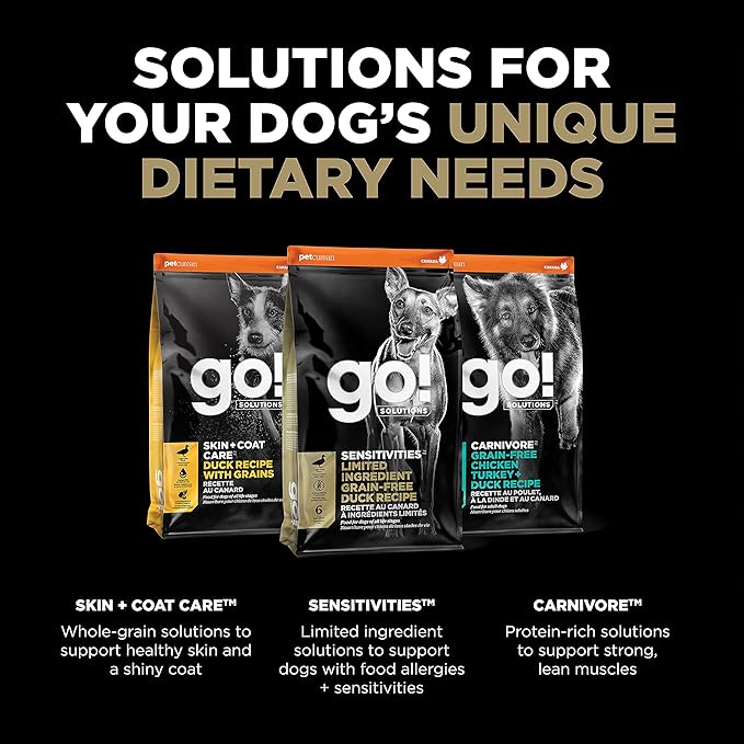 Go! Solutions Sensitivities Limited Ingredient Duck Grain-Free Dry Dog Food, Chicken-Free Kibble Made by Experts for Sensitive Stomachs & Food Allergies, for Puppies, Adults, & Seniors, 3.5 lb Bag