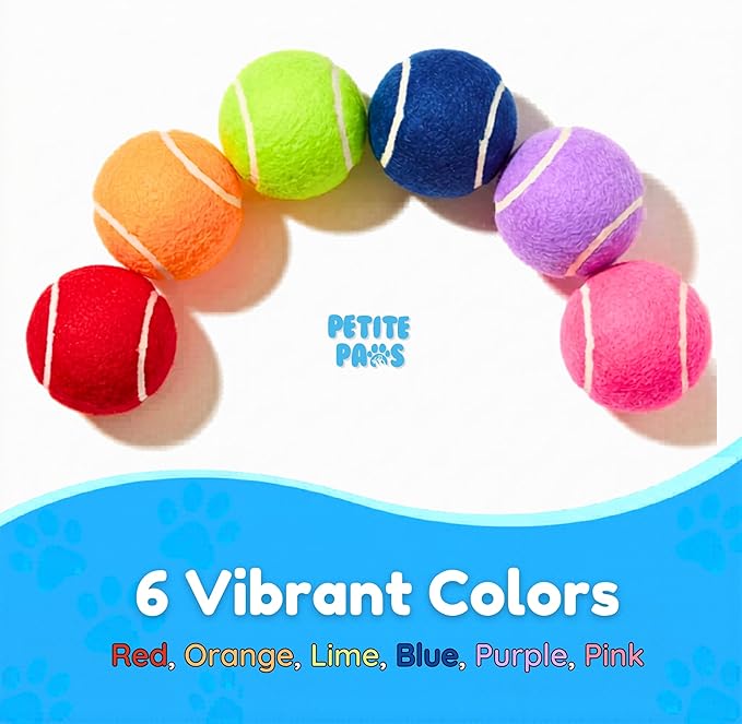 Colorful Squeaky Tennis Balls for Small Dogs and Puppies - 1.5 Inch - 12 Pack - Dog Training Toys for Positive Reinforcement, Interactive Squeaker Ball To Engage Attention Outside, Ball Launcher Fetch