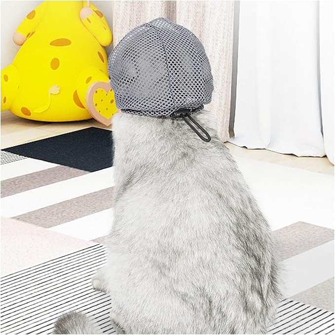 Cat Muzzle for Grooming, Adjustable Breathable Mesh Cat Mask for Nail Clipping(Grey M)