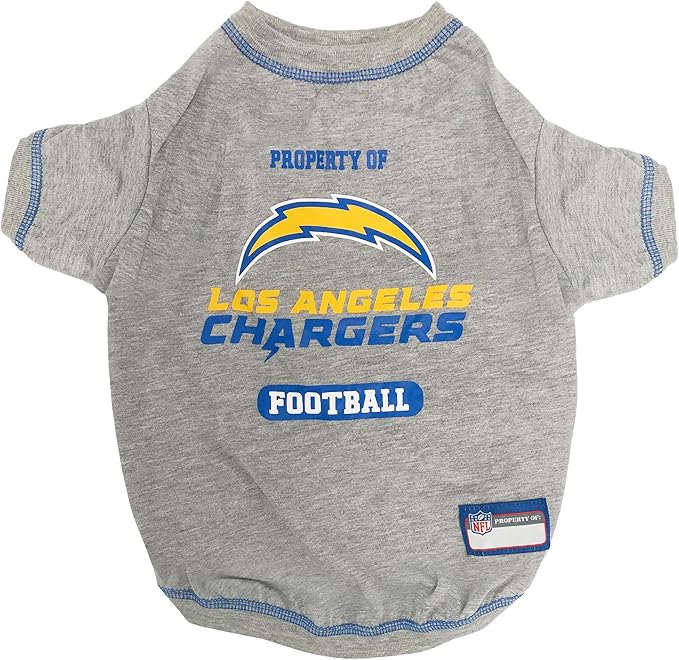 NFL Los Angeles Chargers Dog T-shirt X-Small. - Licensed Shirt for Pets Team Colored with Team Logos- Premium Stretchable Materials for the comfort of your Dog & Cat