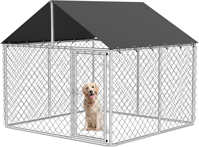 Petony Outdoor Dog Enclosure Heavy Duty Dog Kennel House Mesh Dog Big Cage Pet Kennel Steel Fence with Secure Lock