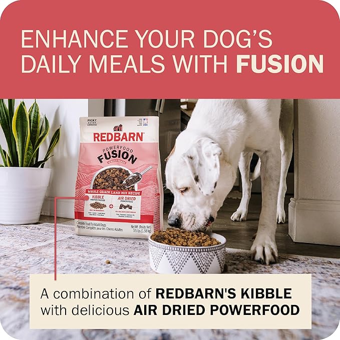 Redbarn Powerfood Fusion Air Dried Kibble Blend – Whole Grain Land Beef Lamb Recipe – Made in USA Adult Dry Dog Food with Superfoods, Prebiotics, Postbiotics - 3.5lb Bag (Pack of 2)