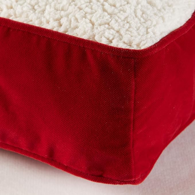 Happy Hounds Oscar Rectangle Orthopedic Foam Sherpa Dog Bed, Small (36 x 24 in.), Red