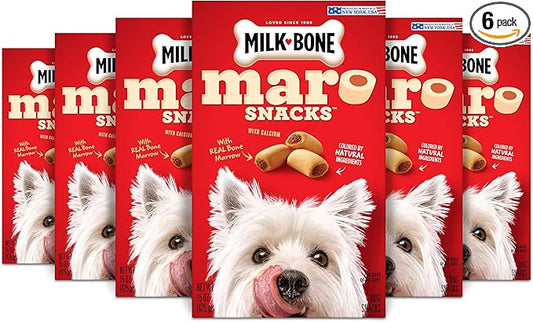 Milk-Bone MaroSnacks Dog Treats, Beef, 15 Ounce (Pack of 6) with Real Bone Marrow and Calcium