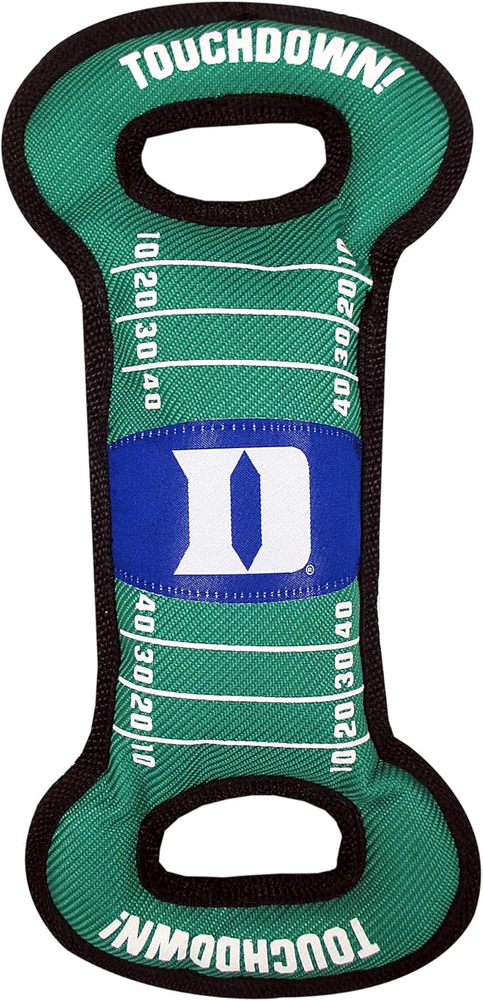 NCAA Football Field Dog Toy with Squeaker. - Duke Blue Devils - for Tug, Toss, and Fetch. - Tough& Durable PET Toy