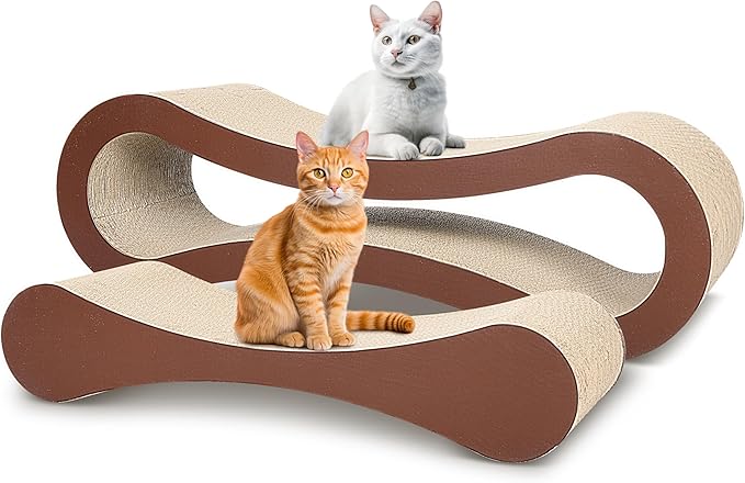 FluffyDream 2 in 1 Cat Scratcher Cardboard, Cat Scratching Board Furniture Protector, Cat Scratching Post, Cat Beds for Indoor Cats, Infinity Shape, X-Large