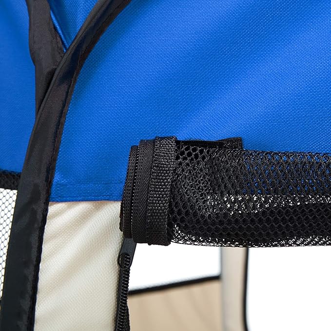 Playpen for Pets Dogs and Cats Puppies Folding Waterproof Fabric (Blue, Blue)